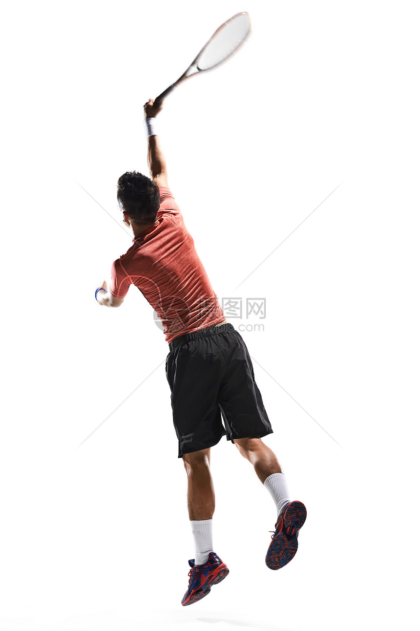网球拍跳跃体育运动员打网球图片