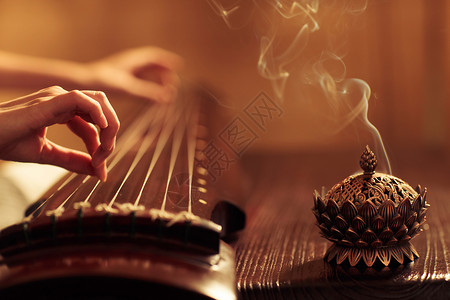 女神节活动元素放松健康生活方式女人弹七弦琴背景