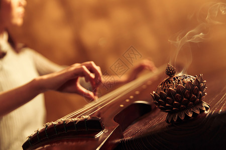 吉他元素女人弹七弦琴背景