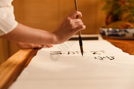 复古文字素材女人练习书法特写背景