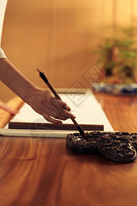 中国墨练习传统书法特写背景