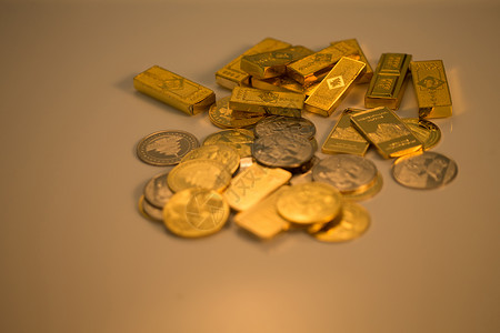 金币和金条硬币高清图片素材