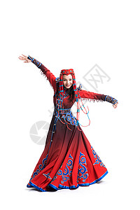 亚洲人舞蹈穿着蒙古族服饰的女人背景图片