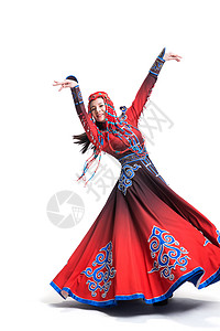 中华民族传统注视镜头亚洲人穿着蒙古族服饰的女人背景