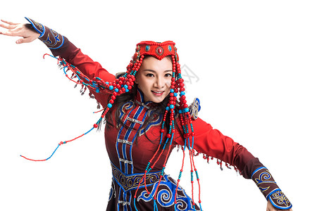 蒙古服装穿着蒙古族服饰的女人背景