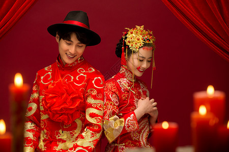 婚礼元素美女结婚庆典20到24岁中式古典婚礼背景