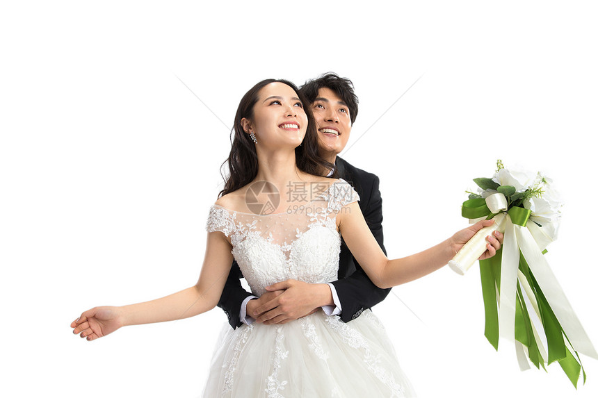 乐趣浪漫的新郎和新娘图片