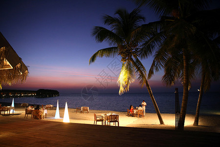 天堂岛度假旅游胜地岛马尔代夫夜景背景