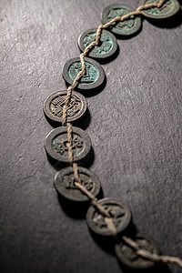 圆形货币古老的古典式历史铜钱背景
