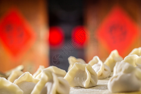 水平构图面食文化新年包饺子图片
