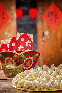 自制的门口桌子春节包饺子图片