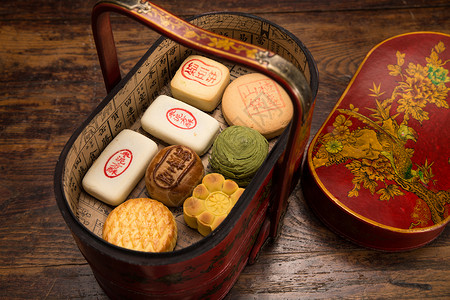 中国特色习俗糕点礼盒背景