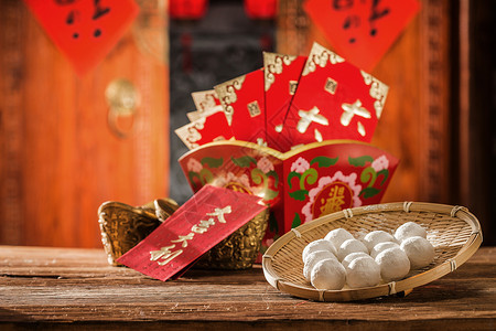 古代食品素材元素传统节日祝福元宵和红包背景
