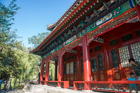 著名景点北京圆明园木制的高清图片素材
