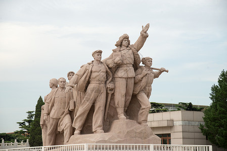 站军姿军人无人雕塑亚洲北京广场的雕像背景