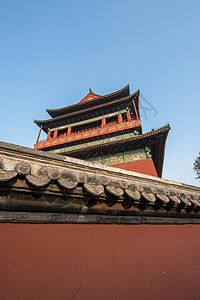 元素垂直构图人造建筑北京钟鼓楼背景图片