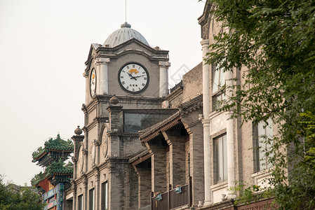 中国首都北京古典式商店首都北京前门大街背景