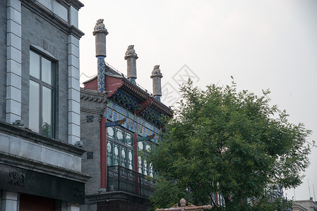 白昼彩色图片远古的北京前门大街都市风景高清图片素材