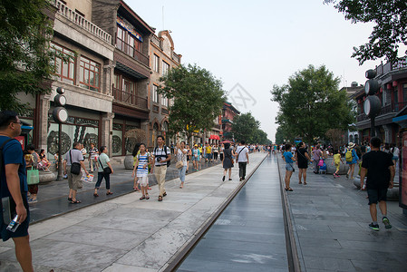 彩色图片大城市街道北京前门大街建筑结构高清图片素材