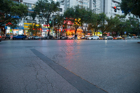 户外道路夜晚北京街市夜景背景