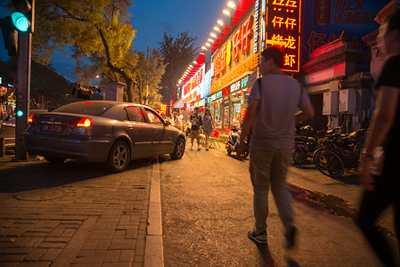 都市风光主题夜晚北京街市夜景背景图片