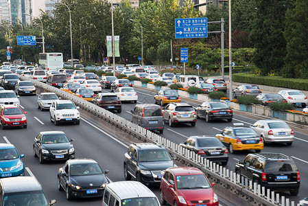 公路摄影交通堵塞摄影商业区北京东直门背景