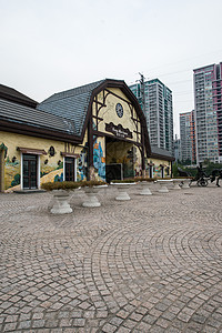 无人商场无人摄影商场北京通惠小镇酒吧街背景