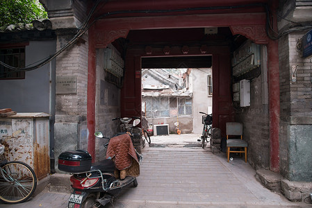 街道水平构图古老的北京胡同图片