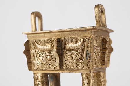 户内保护古代文明铜鼎背景图片