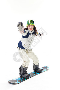 滑雪的美女年轻美女单板滑雪背景