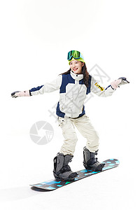 滑雪的美女年轻美女单板滑雪背景