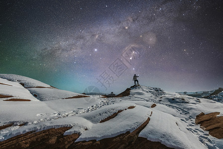 冬季星空陕西波浪谷冬季雪景星空背景