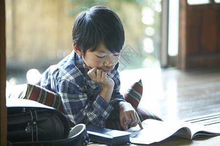 小学生专注于学习图片