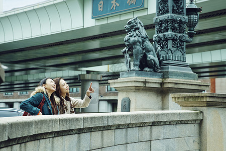 外国人在东京旅行观光幸福高清图片素材