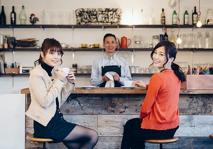 在咖啡馆说话的女人饭店高清图片素材