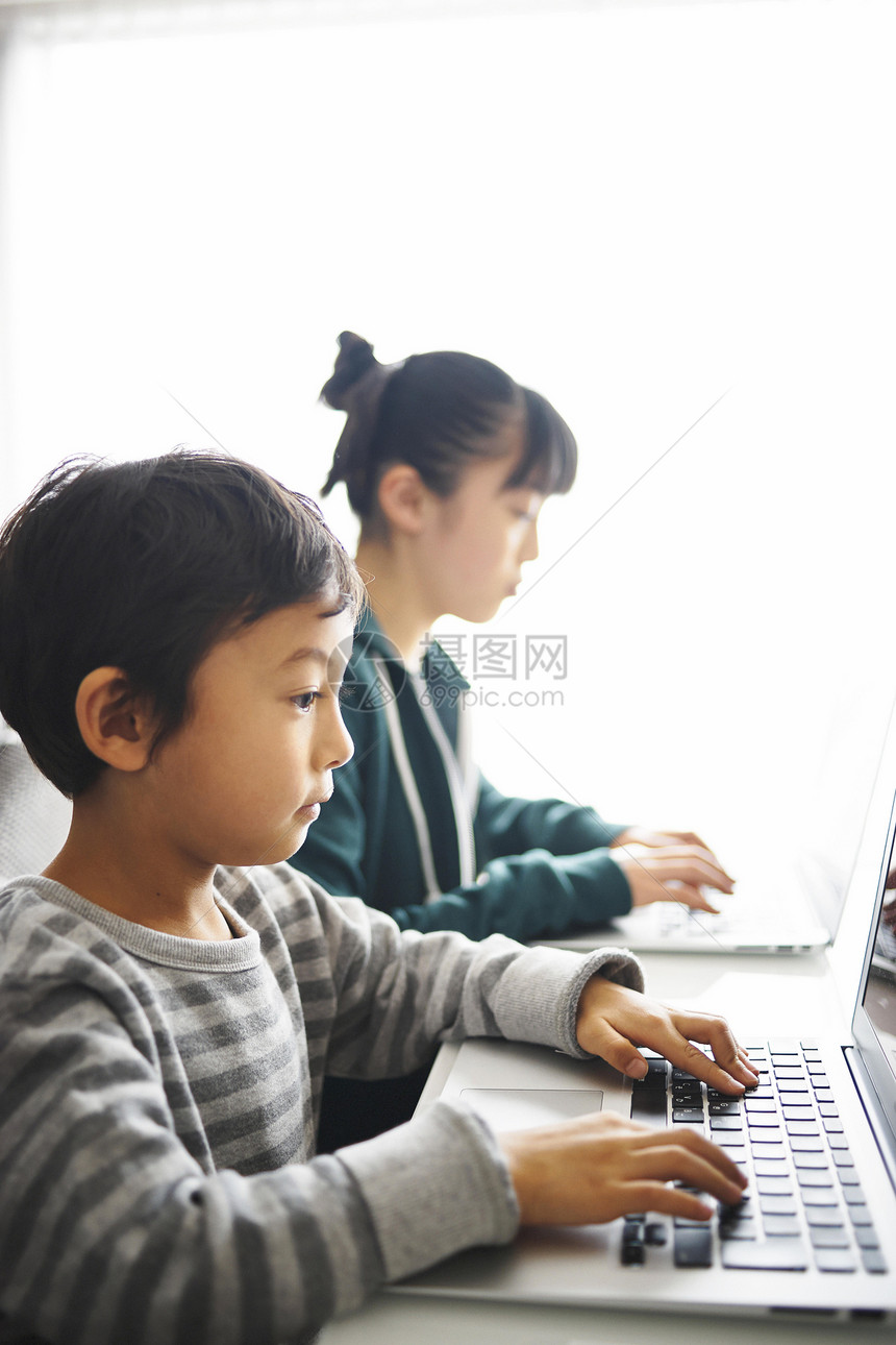 学习电脑操作的儿童图片