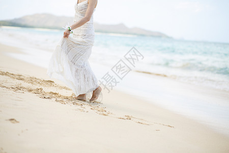 海边举行婚礼的新娘肖像图片
