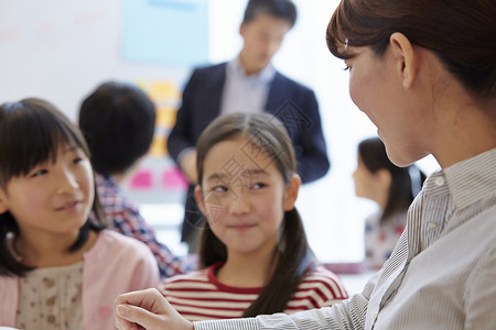 补习班老师在指导学生学习背景图片