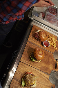 美式快餐汉堡配番茄酱薯条减肥高清图片素材