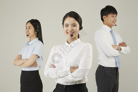年轻电话销售团队形象韩国人高清图片素材