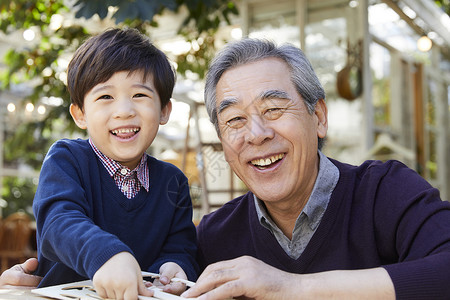 老人和孙子的快乐时光韩国人高清图片素材