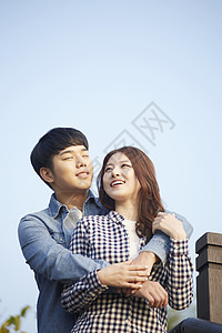 幸福握把公园情人情侣约会韩国人高清图片素材