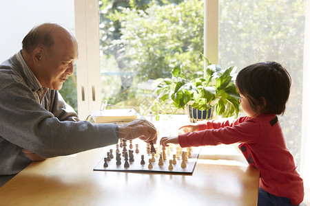 祖父教孙女下象棋图片