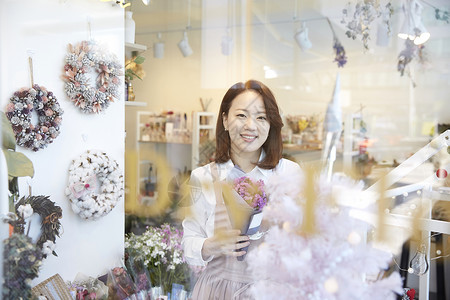 花圈迷笛就职典礼花店年轻女子韩国人图片