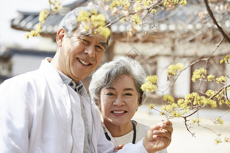 退休老年夫妻一起开心旅行图片