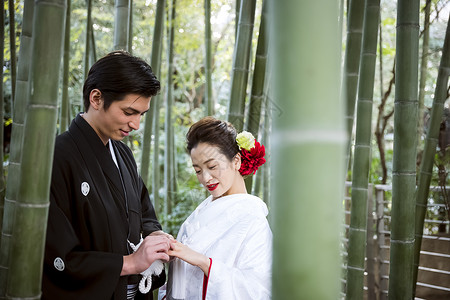 和服日本礼服婚礼新娘和新郎图片
