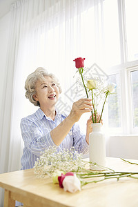 考试玫瑰花生活女人老人韩国人高清图片