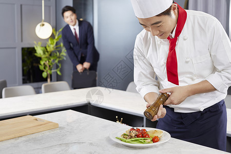 书包下垂芦笋厨师商人韩国人图片