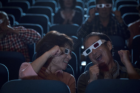 观众观看3d电影快乐高清图片素材