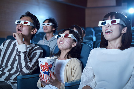 观众观看3d电影剧院高清图片素材